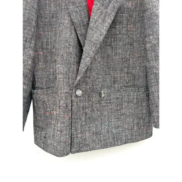 Vintage Christian Dior Tweed Oversized Double Breasted Blazer 80s Medium - Picture 6 of 8